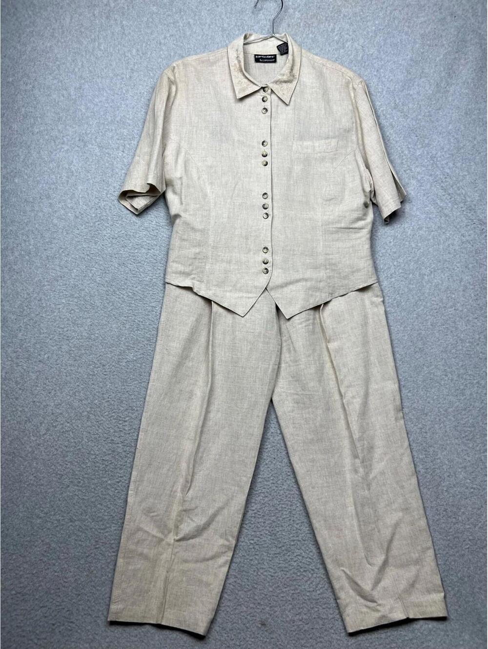 Counterparts Linen Cotton Outfit Set 10 Lagenlook Minimalist Natural Shirt /Pant